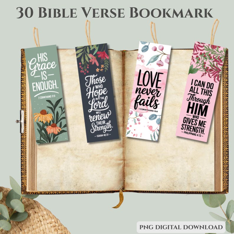 Scripture Embeded Bookmarks 30 Christian Bookmarks Bundle | Bible Verse Religious Bookmark (digital ...