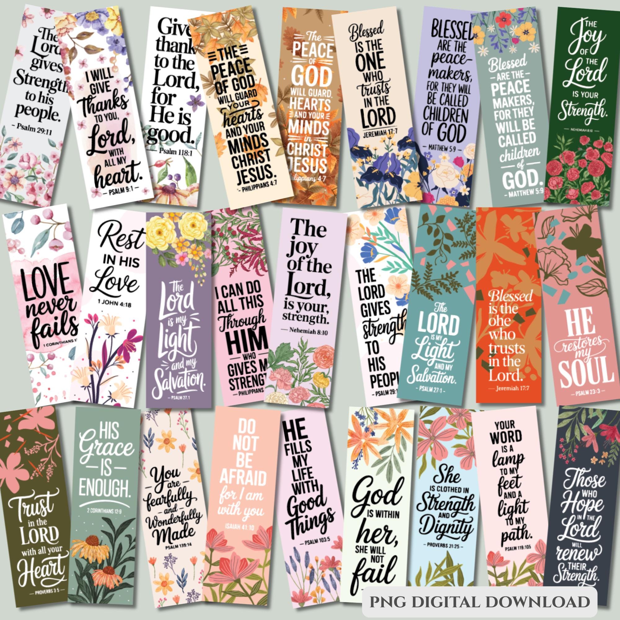 30 Christian Bookmarks Bundle | Bible Verse Religious Bookmark (digital ...