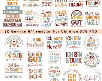 German Sayings Wertvoll SVG Bundle Affirmation Geliebt (Digital Download)