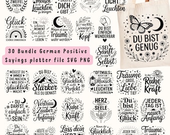 Deutsche Positive Sprüche SVG PNG Bundle Motivationszitate Sofortiger Digitaler Download Svg Png