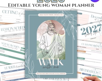 Agenda "Walk with Me" para Jovens Mulheres 2026 | Agenda de Liderança | Canva Editável (Download Digital)