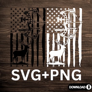 USA Flag Hunting Deer Hunt Compound Bow | Hunting American Flag | Hunting American Flag | Deer Hunting Silhouette PNG SVG Download