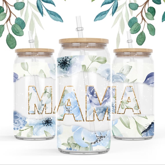 MAMA Tumbler Wrap, Mom Life, 16 oz Libbey Glass Can Tumbler