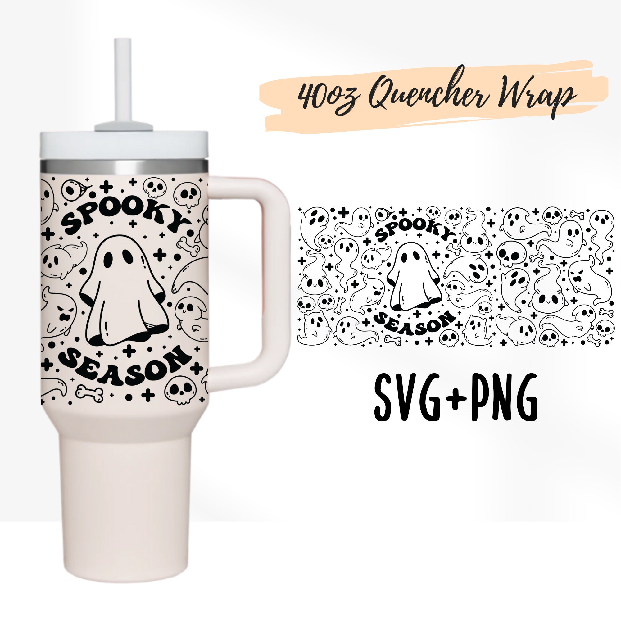 Stanley Travel Quencher Tumbler Cute Ghosts Spooky Halloween Full