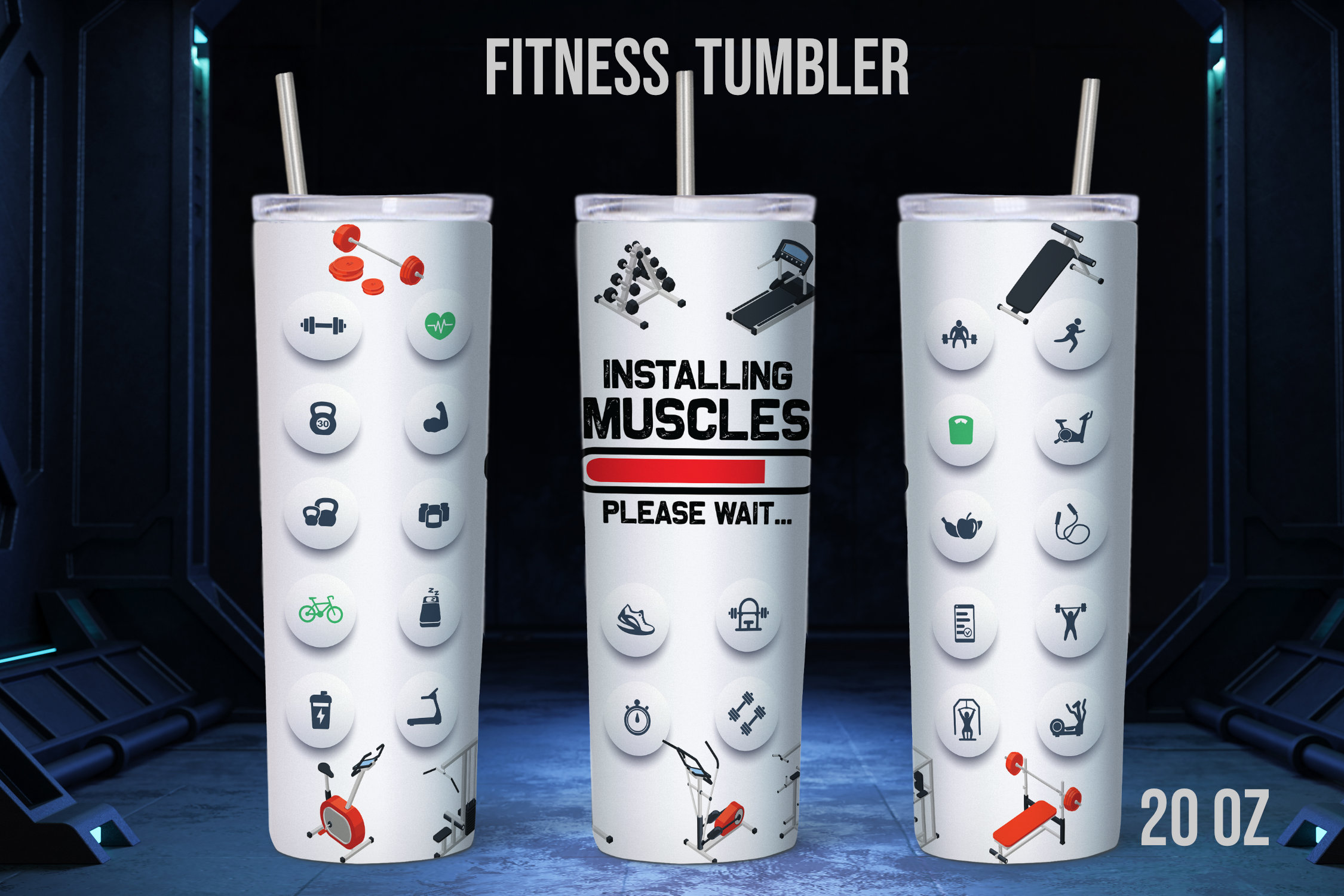 Fitness Gym Sport Tumbler Full Wrap 20oz Skinny Tumbler Etsy