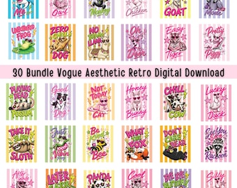 30 Bundle Vogue Aesthetic Retro Easy Tiger Summer Vibes (Digital Download)