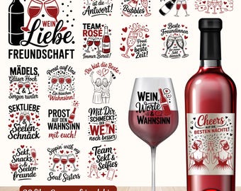 SVG-bundel Duitse wijnspreuken: grappige citaten voor de Cricut (digitale download)