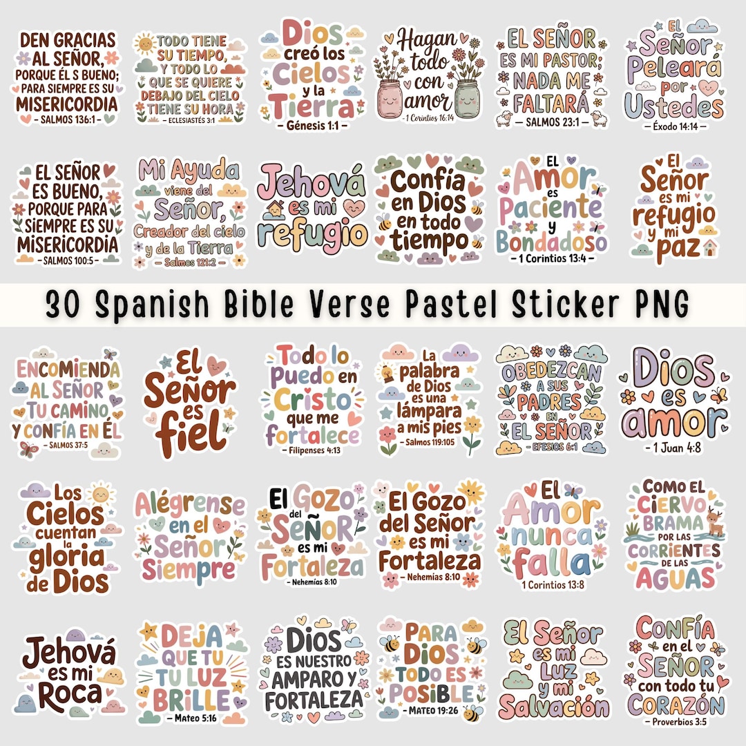 Bundle 30 Spanish Bible Verses Png | Frases Cristianas Png | Spanish ...