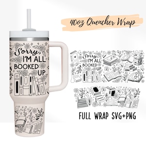 2 Designs 40oz Quencher Stanley Full Wrap Becher Booktrovert SVG | Lesen png | Buch Liebhaber SVG | 40 oz SVG Cricut Silhouette Vorlage