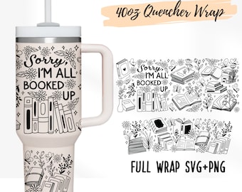 Booktrovert Stanley 40oz Tumbler Wrap SVG PNG - Leseliebhaber Design