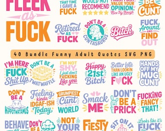Pacchetto SVG con citazioni divertenti e sarcastiche per adulti: file di creazione per Cricut e Silhouette (download digitale)