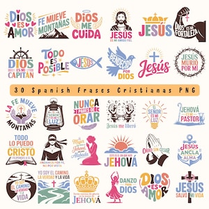 Bundle 30 Spanish Bible Verses Png | Frases Cristianas Png | Spanish Christian Quotes | Frases Religiosas para Imprimir | Christian Download