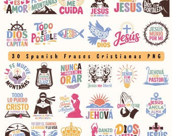 Spanish Bible Verse Bundle | Christian Phrases, Clipart (Digital Download)