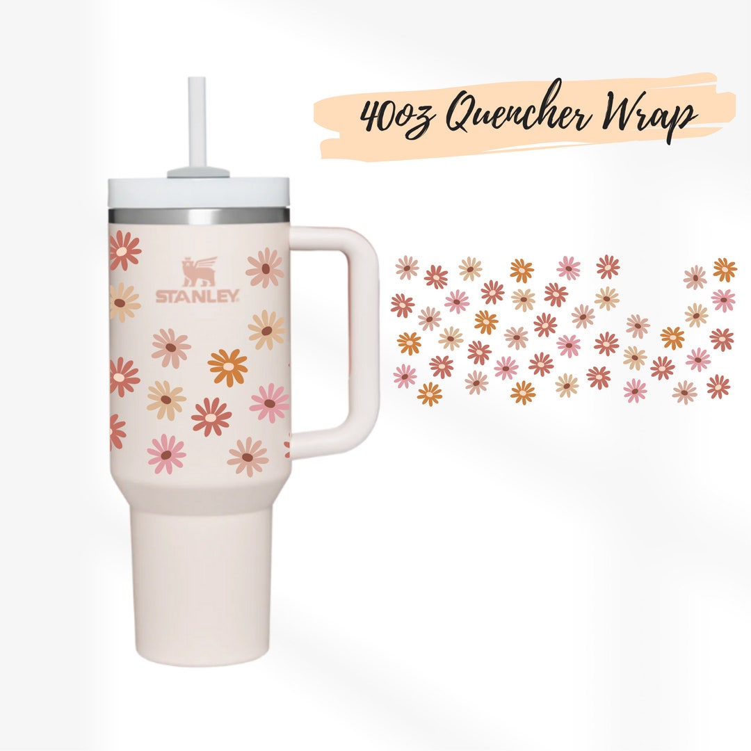 2 Designs 40oz Quencher Stanley Tumbler Wrap Daisy Flower Floral ...
