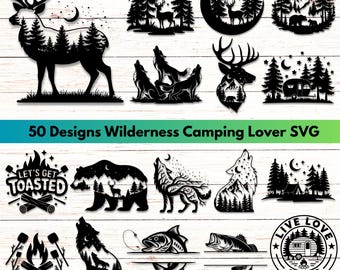 Wilderness Camping SVG Bundle | Bear, Wolf, Deer Designs (Digital Download)