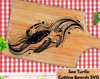 Sea Turtle Charcuterie Board SVG: Floral Ocean Laser Cut File (Digital Download)