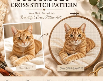 Custom Pet Portrait Cross Stitch Pattern, Personalized Dog Cat Photo Chart (Digital Download)