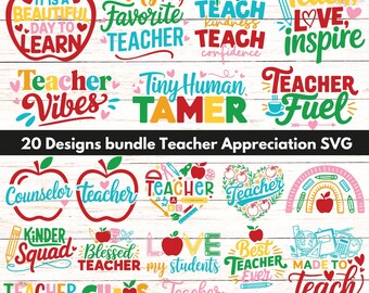 Teacher Appreciation SVG Bundle: Back to School Designs (Digital Download)