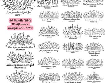 40 Wildflower Bible Verse Bundle: Cricut & Silhouette Files (Digital Download)