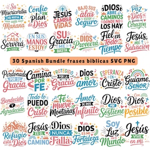 30 Spanish Bible Verse SVG Bundle: Inspirational Christian Quotes (Digital Download)