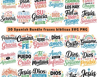 30 Spaanse bijbelvers SVG-bundel: inspirerende christelijke citaten (digitale download)