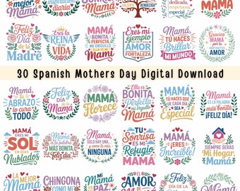 30 PNG Bundle Spanish Mom Madre Quotes ( Digital Download )