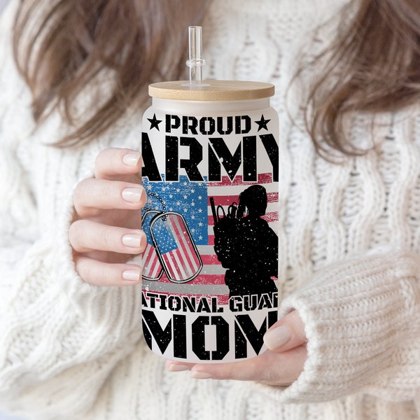 2 files 16 oz Libbey Glass Sublimation Proud Army Mom | Mother's Day or Birthday Gift for Mom | Military Proud Mom Mama | Digital Download