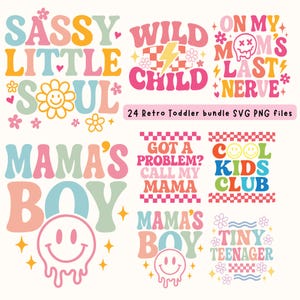 24 Bundle Retro Toddler Png | Kids Toddler Shirt | Kids Shirt Png | Sublimation Designs | Toddler Art Cricut Silhouette Svg Png Download