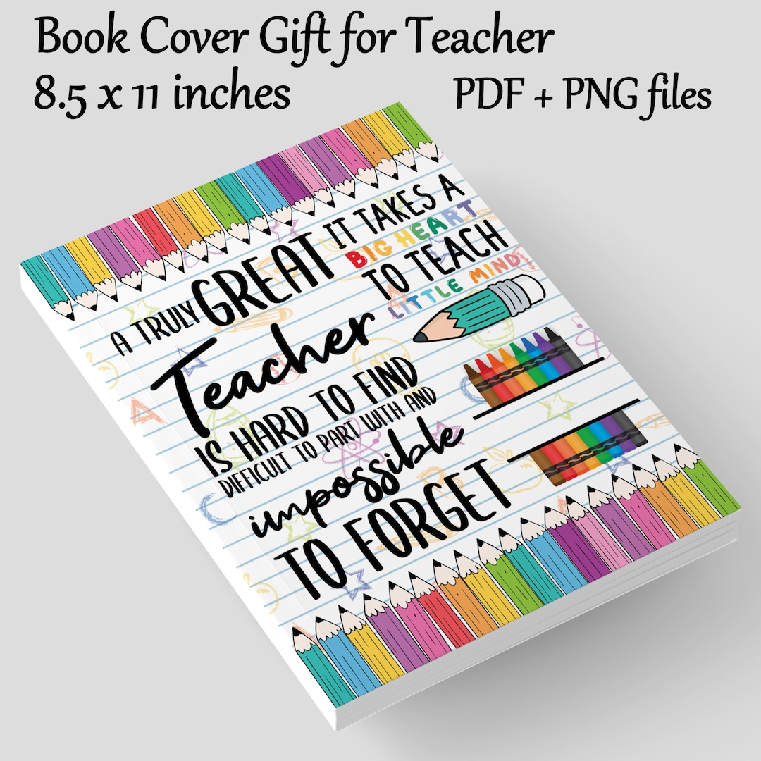 Teacher Book Cover 8.5 X 11 Inches Notebook Journal Cover Sublimation ...