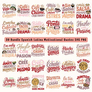 30 Bundle Spanish Motivational Quotes SVG PNG Bundle Inspirational Frases | Frases Cristianas | Spanish Saying Digital Download Svg Png