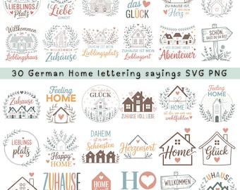 30 Plotterdatei Zuhause Sprüche Geschenk zum Einzug Home Schriftzug Deutsche Plotterdatei für Cricut Silhouette Digital Download Svg Png