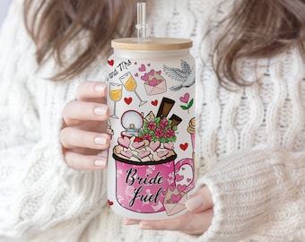 Bride Fuel Libbey Glass Can: Wedding Latte Coffee PNG (Digital Download)