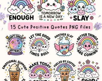Positive Quotes PNG Bundle | Mental Health Art, Wildflowers (Digital Download)