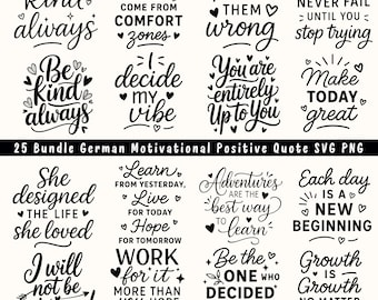 Motivational Quote SVG Bundle: Positive Affirmations, T-Shirt Designs (Digital Download