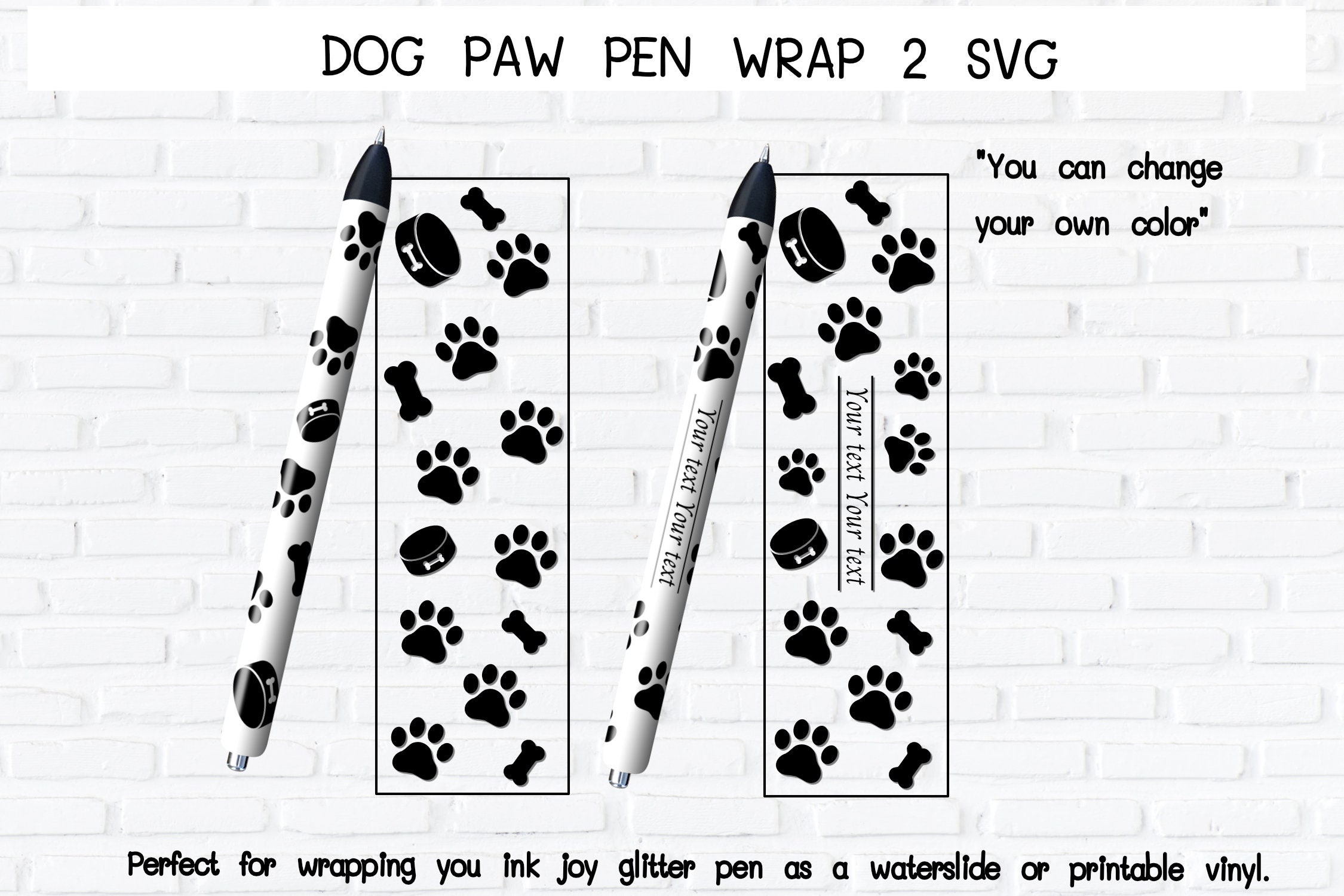 Dog Paw Pen Wrap Svg Pen Wrappers Dog Lover pettern Pen Wrap Etsy UK