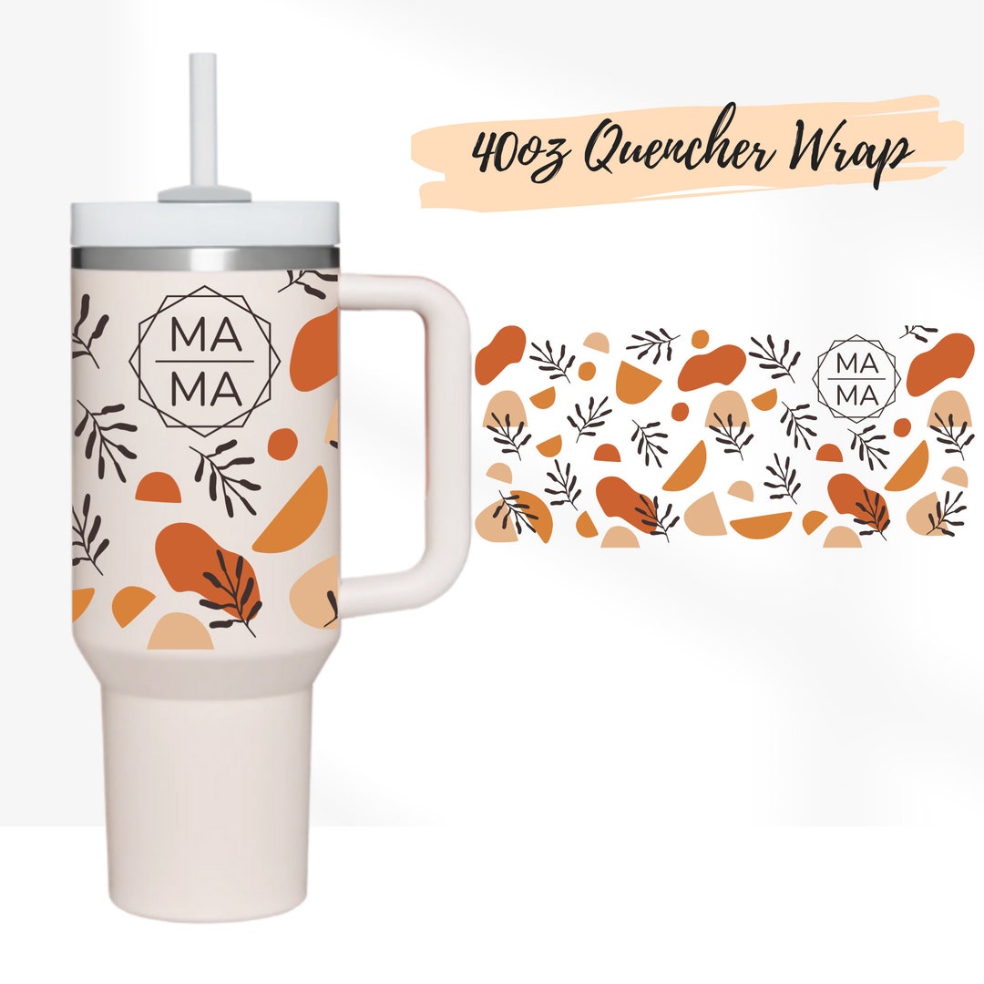 4 Designs 40oz Quencher Stanley Tumbler Wrap MAMA Boho Line Art Leaf 40 ...