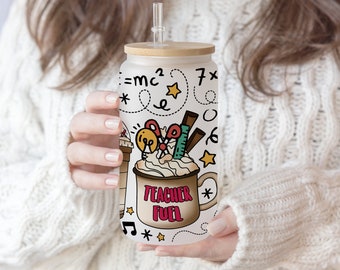 Diseño de sublimación de lata de vidrio de Teacher Fuel Libbey (descarga digital)