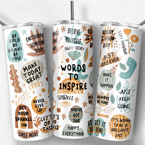 20 Oz Skinny Tumbler Boho Word to Inspire Daily Affirmations Etsy
