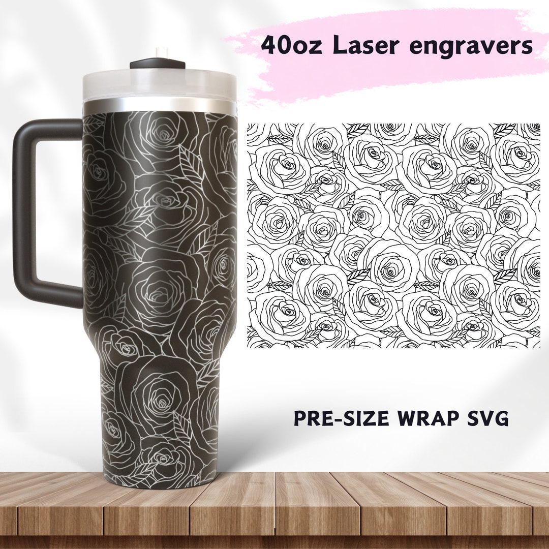 Rose Seamless Pattern Floral Flower Laser Engraved Full Wrap Design for ...