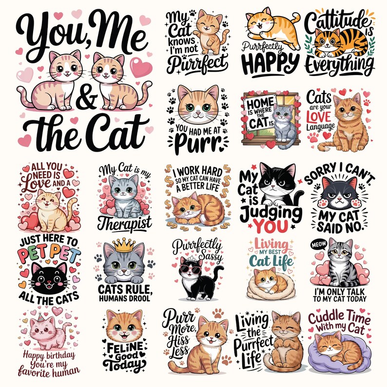 Funny Cat Quotes Bundle: Sarcastic Cat Lover PNG Designs (digital ...