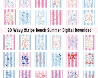 30 Bundle Retro Summer Aesthetic Stripe Beach  (Digital Download)