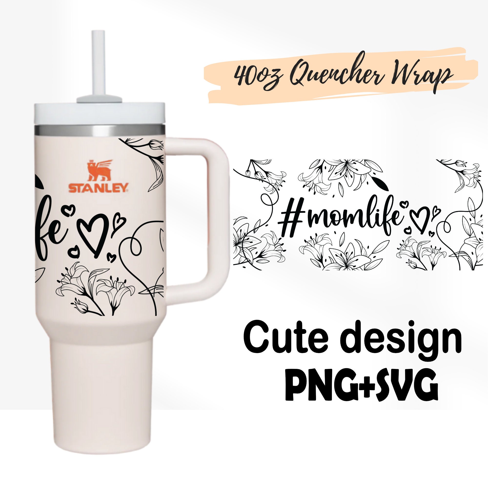 40 oz Tumbler w/Handle - Flower Power, Mother's Day