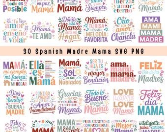 Spanish Mama Madre SVG Bundle, Mother's Day Quotes (Digital Download)