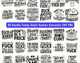Pacchetto SVG di citazioni divertenti per adulti: disegni sarcastici per Cricut, Silhouette (download digitale)