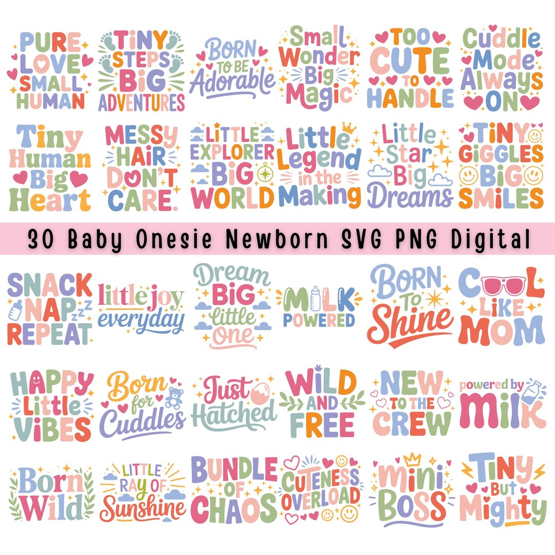 Funny Baby Quotes SVG Bundle | Newborn Onesie Designs (digital Download ...