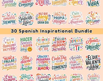 30 Spanish Motivational Quotes Inspirational Frases SVG Bundle (Digital Download)