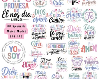 Spanish Bible Verse SVG Bundle: Religious Inspirational Quotes (Digital Download)