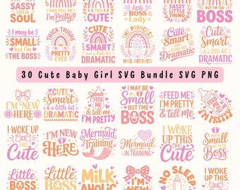 Baby Girl SVG Bundle | 30 Cute Newborn Designs (Digital Download)