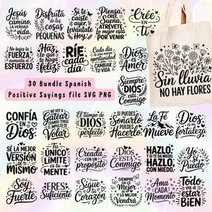 30 Bundle Spanish Sayings svg | Positive Quotes Frases Religiosas | Frases Motivadoras | Frases Cristianas Svg | Digital Download SVG PNG