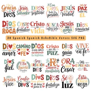 Boho Spanish Bible Verse SVG Bundle: Christian Quotes (Digital Download